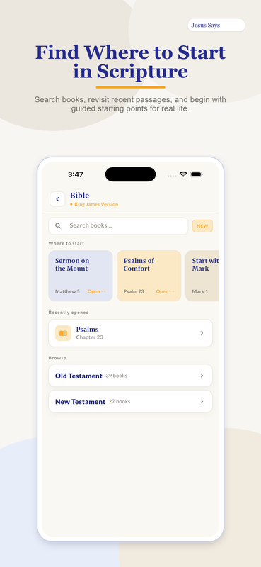Find Where to Start in Scripture — Jesus Says app
