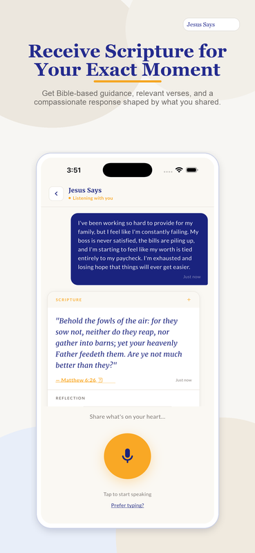 Receive Scripture for Your Exact Moment — Jesus Says app