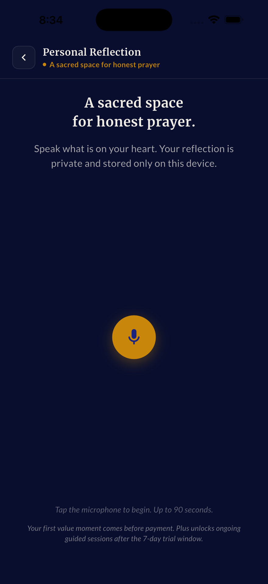 Personal reflection voice screen