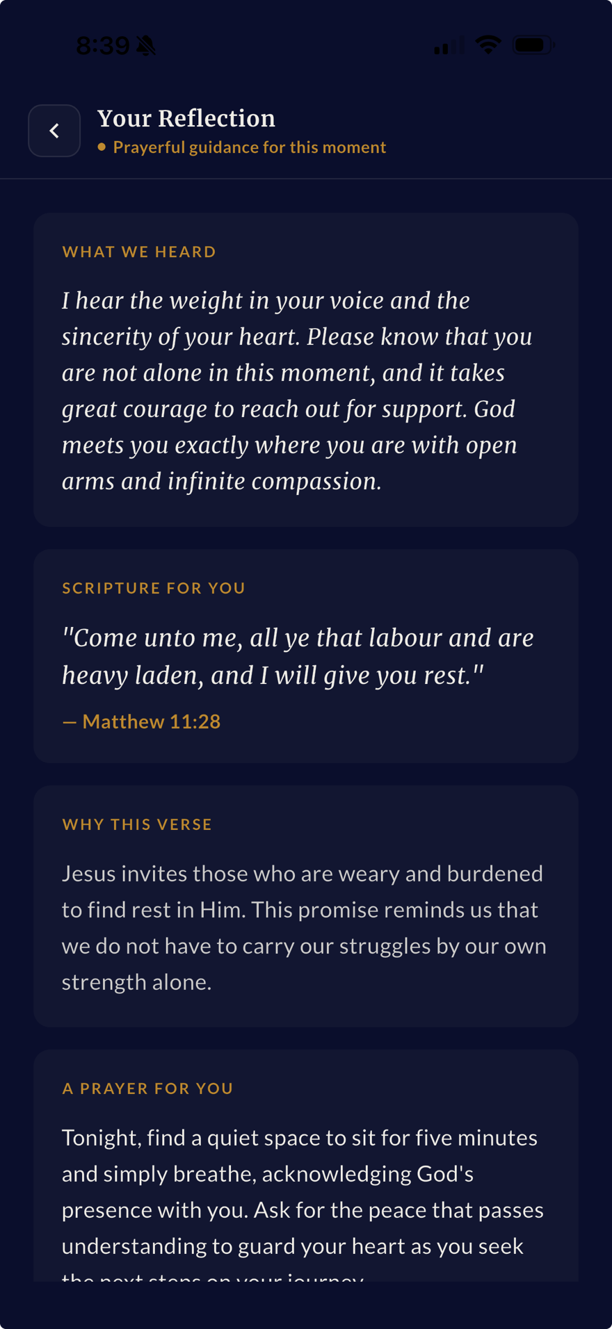 Reflection result with Scripture
